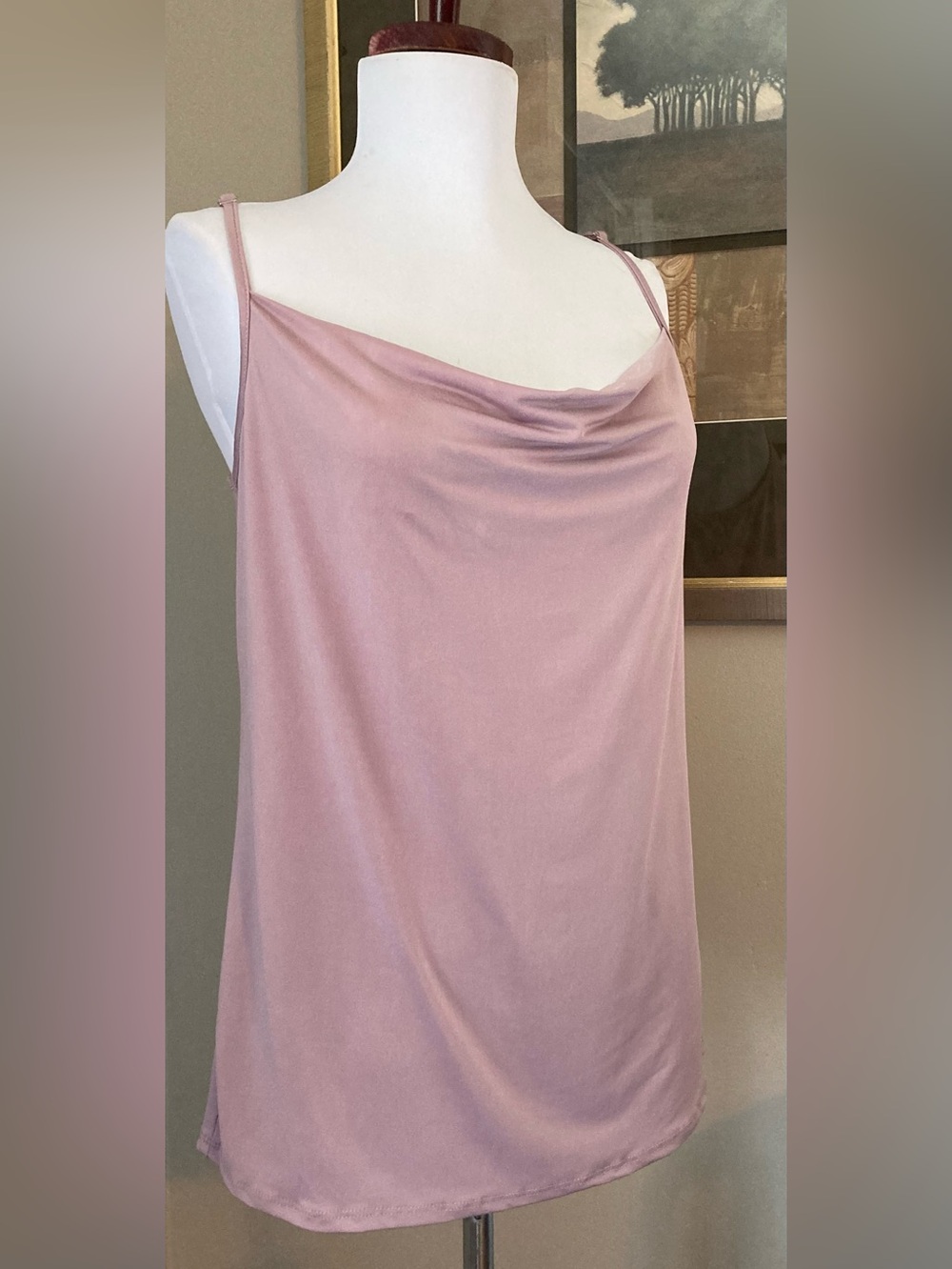 NWT Maurices 24/7 Dusty Purple Rose Cowl Neck Camisole Sz Medium Adjustable
